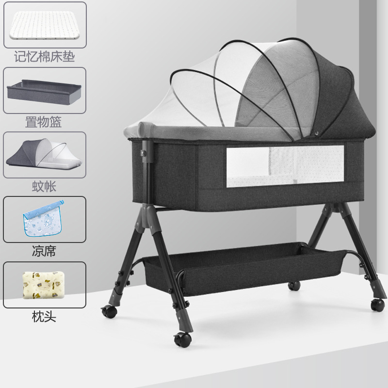 Cuna de bebé recién nacido cama costura Cama grande Baby Shaker BB cama de los niños cuna cama multifuncional móvil plegable