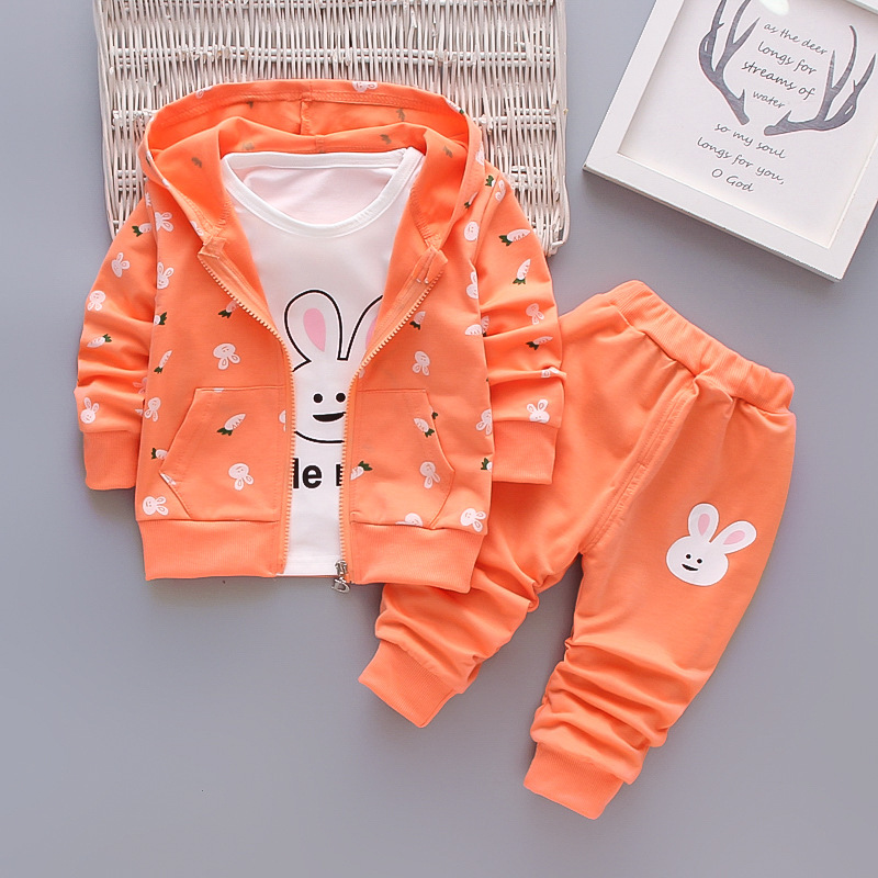 Children's Clothing Girls' Spring Sweater Suit Western Style 2021 Spring and Autumn Clothing 2-3-Year-Old Girl Long Sleeve Three-Piece Suit for Children 7