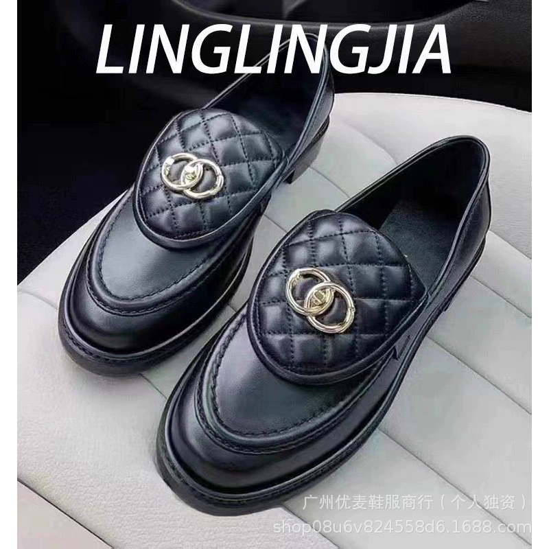 Высококачественные туфли-лоферы в твидовом стиле 2023 года, новые школьные туфли с пряжкой, из натуральной кожи, в британском стиле, черные, маленькие кожаные туфли с металлической пряжкой.