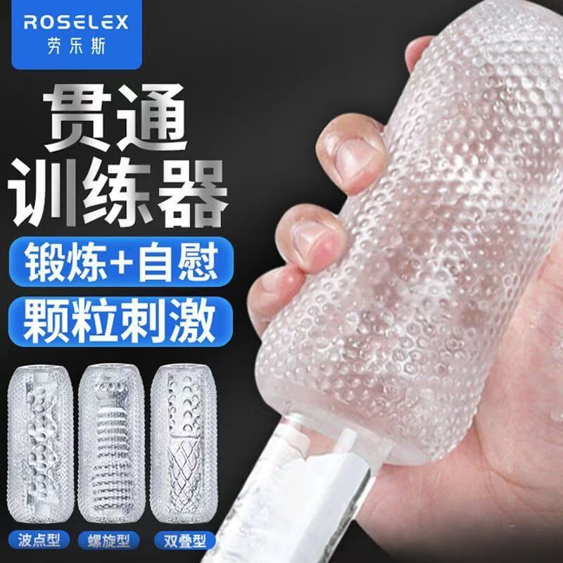 Portable Simulation Transparent Airplane Cup Double-headed Male Masturbator Lasting Desensitization Penis Calter Sex Products