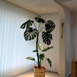 巨叶老桩龟背竹仿真绿植高端轻奢客厅室内仿生假花树大型落地盆栽