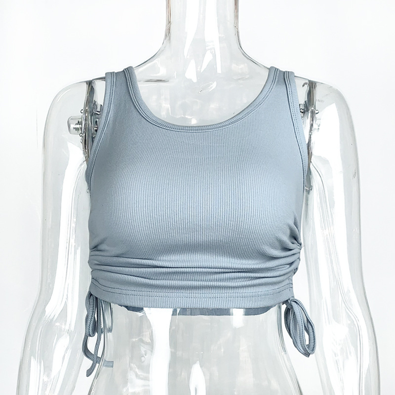 Chaleco corto ajustado con cordón y cuello redondo, estilo europeo y americano, tendencia de moda de Amazon para el verano de 2025. image 11
