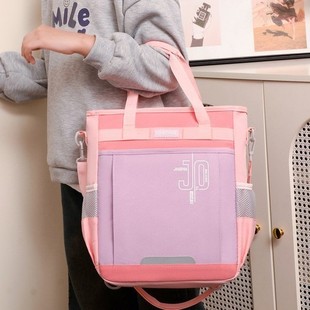 Summer New Style Handbag for Primary and Secondary School Students, High-Looking, Contrasting Color, Lightweight, Simple, Large-Capacity Tutoring Bag with Printed Logo