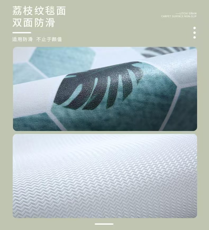 Erasable Kitchen Pvc Floor Mat, Non-Slip, Oil-Proof, Waterproof, Household Foot Mat, Entryway, Foyer, Anti-Dirt Leather Carpet