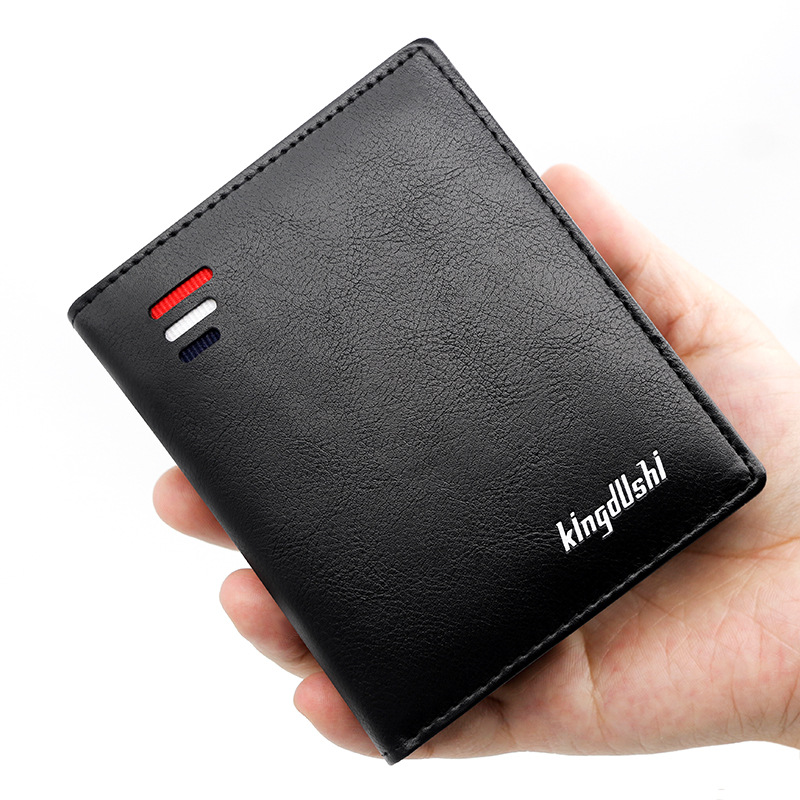 Billetera corta de los hombres de estilo coreano vertical multi-tarjeta de moda mini plata monedero de negocios cremallera clave billetera