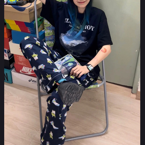 Walking pants! Hip-hop girl style spring and autumn pajamas, women's loose, wearable trousers, home casual pants
