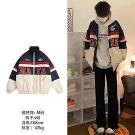 情侣装美式复古高级感机车服外套男春秋季款刺绣小众超火潮牌夹克