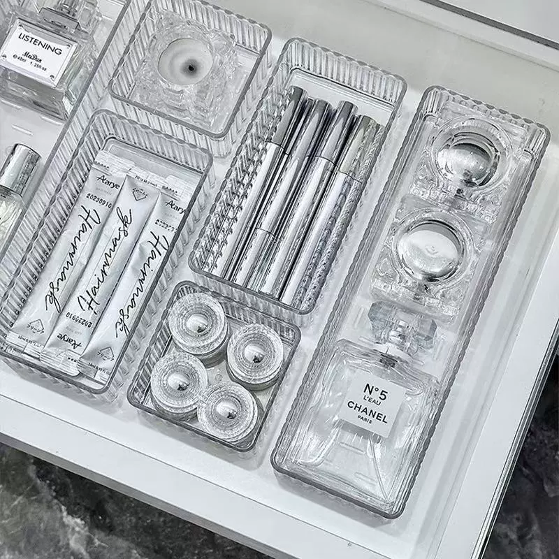 Acrylic Cosmetic Storage Box, Transparent Drawer Organizer, Multiple Sizes & Sets