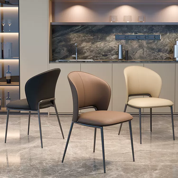 极简餐椅家用意式轻奢极简高级感凳子家用意式真皮椅设计师椅子