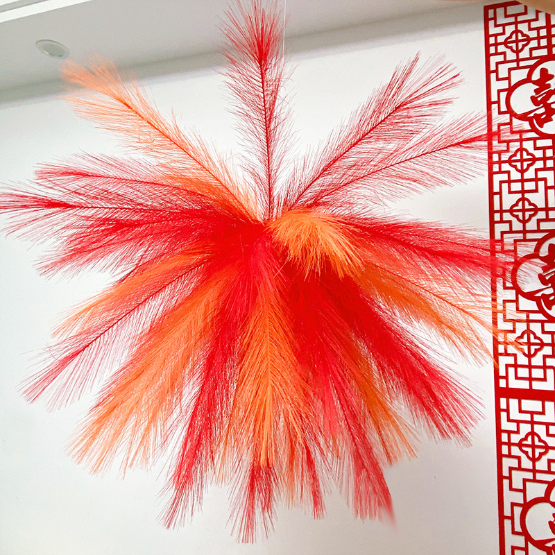 매달린 빨간색과 주황색 갈대 불꽃놀이 50개 + 조립 액세서리