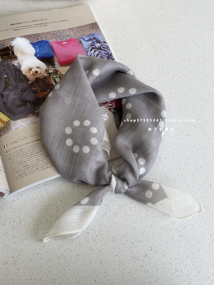 綿麻方巾合集 ~ 超多色柄砕花波点襟巾文芸森系頭巾髪帯包帯女