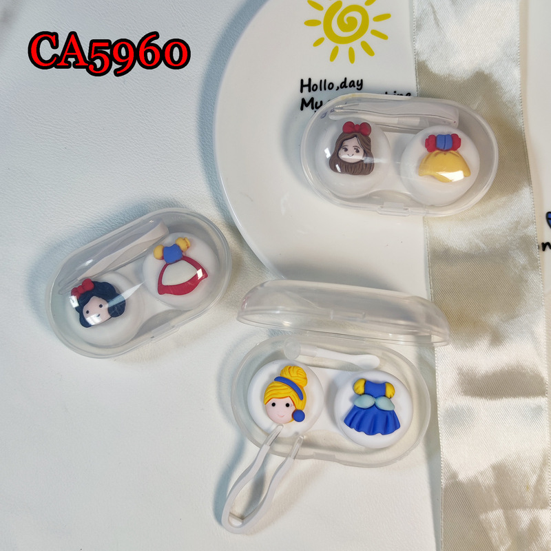 Beautiful pupil box small size white cartoon princess contact lens box CON water box CA5960 Beautiful pupil box small size white cartoon princess contact lens box CON water box CA5960