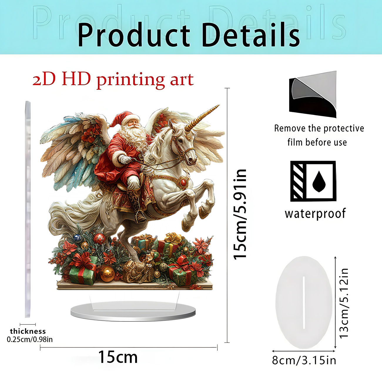 Nuevos productos transfronterizos Santa Claus y unicornio 2D acrílico decoraciones para el hogar decoraciones de escritorio de vacaciones