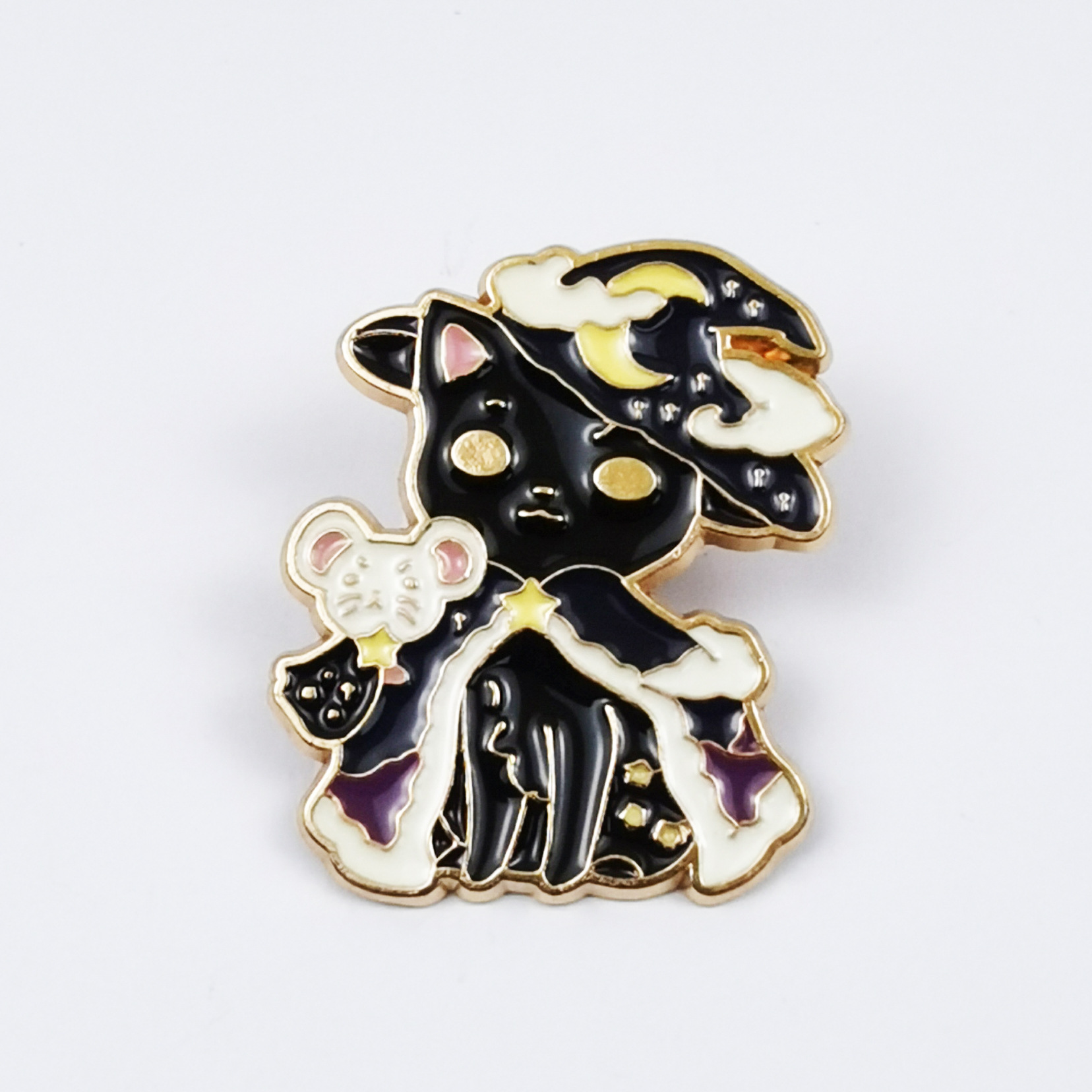 Broche de Gato de Dibujos Animados, Estilo Transfronterizo, Insignia de Aleación, Joyería, Accesorio de Ropa, Pin Blanco y Negro, Lindo