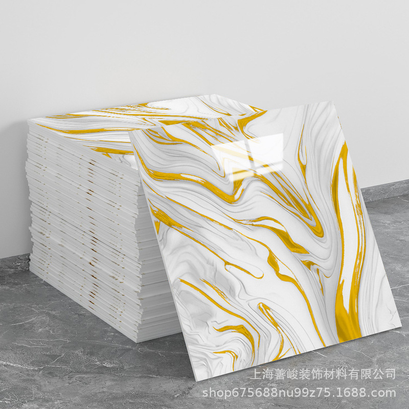 跨境出口批发30*30cm 仿瓷砖大理石纹自粘墙壁纸护墙板铝塑板贴纸|undefined