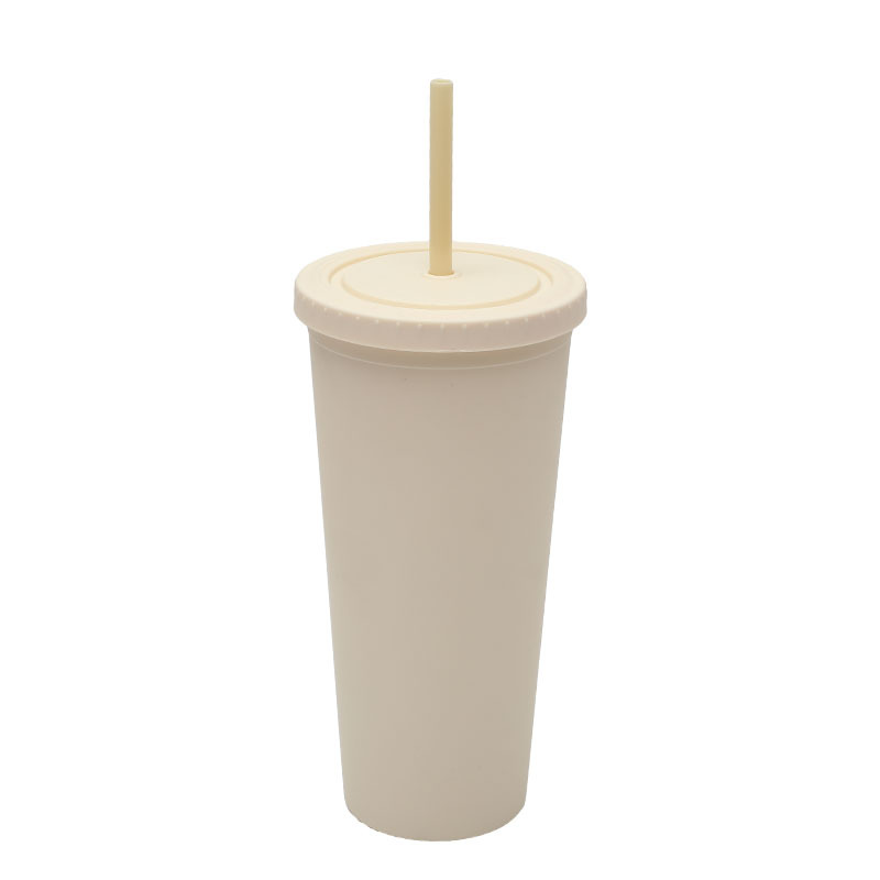 Transfronterizo suministro directo de tazas de paja de plástico de doble capa simple taza de agua de gran capacidad esmaltada de alto valor facial taza de mano lujosa