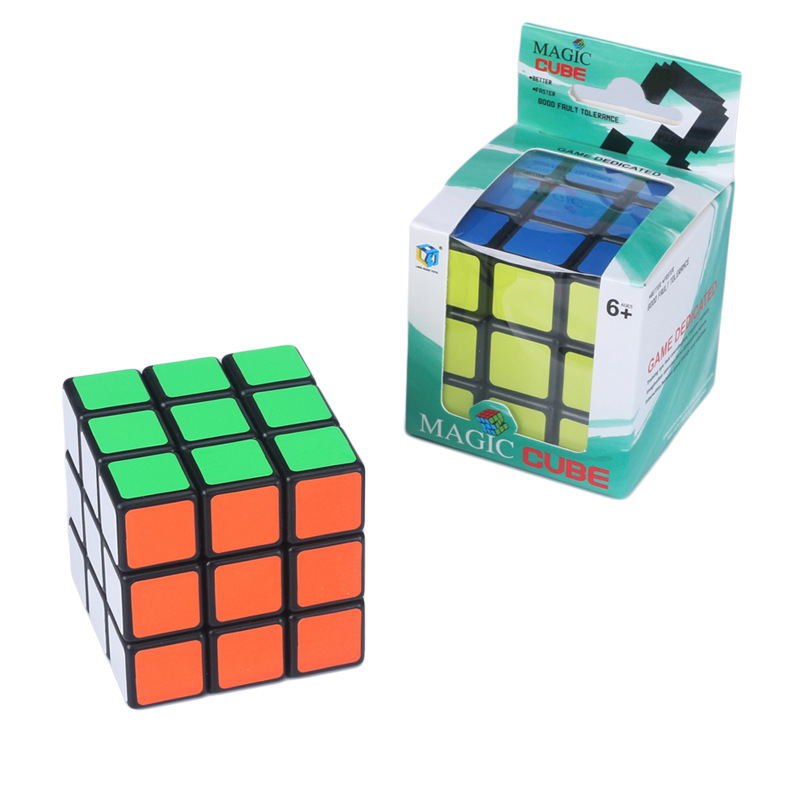 Inteligencia infantil Cubo de Rubik juguete competencia competitiva para niños 5,7 cm fondo negro pegatina fluorescente Cubo de Rubik de tercer orden