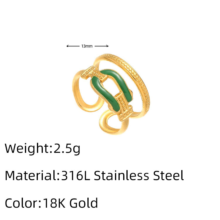 1g Weight 18K Gold Plated Plating Material Open Rings Classification Adjustable Ring Size 1 Piece Quantity Casual, Daily Occasion 316L Stainless Steel Material Geometric Pattern Women's Gender French Style Style Waterproof Non Tarnish, Surgical Steel, Enamel, Plating Craft Gold, Silver Color 1 Piece Geometric 18K Gold Plated 316L Stainless Steel  Gold Silver French Style Open Rings For Women's 6