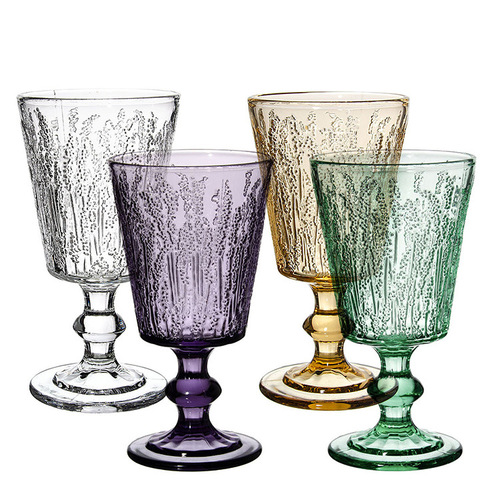 Medieval glass pressed color wine cup lavender purple cup gift thickened goblet creative red wine cup