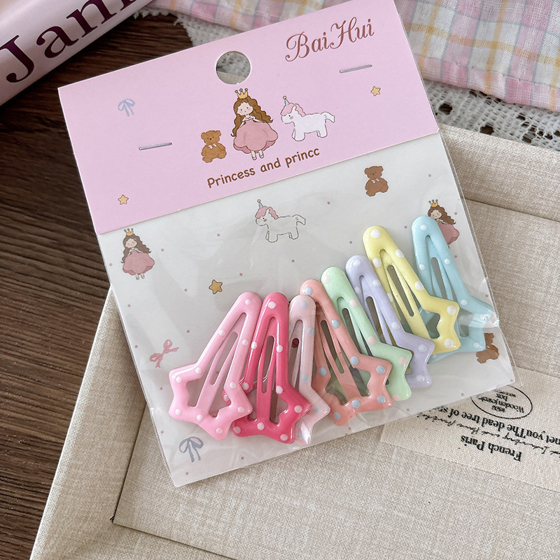 甘いキャンディーカラーのオイルドリップ子供用多用途スターヘアピン前髪ヘアピンかわいい女の子bbクリップ8個入り|undefined
