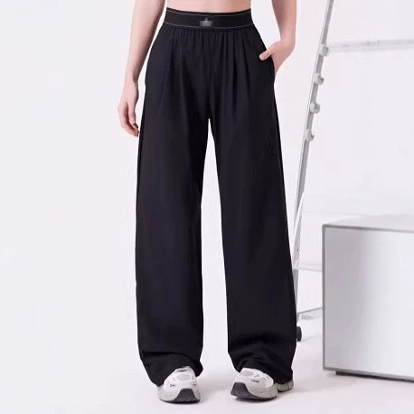 2026 Spring and Summer New Style Alo Same Style High-Waisted Wide-Leg Casual Pants for Women, Simple Slimming Loose Straight Pants