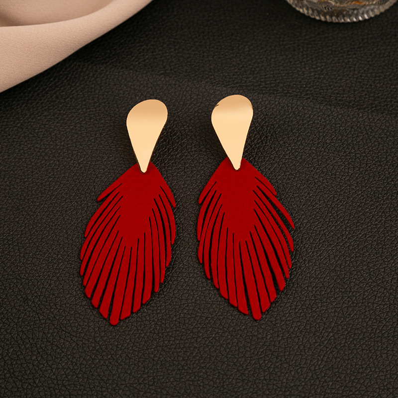 1 Pair Fashion Leaf Plating Iron Drop Earrings display picture 7