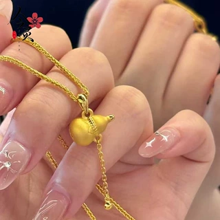 金店同款半拉丝葫芦流苏吊坠项链女仿黄金色铜镀金新中式国风挂坠