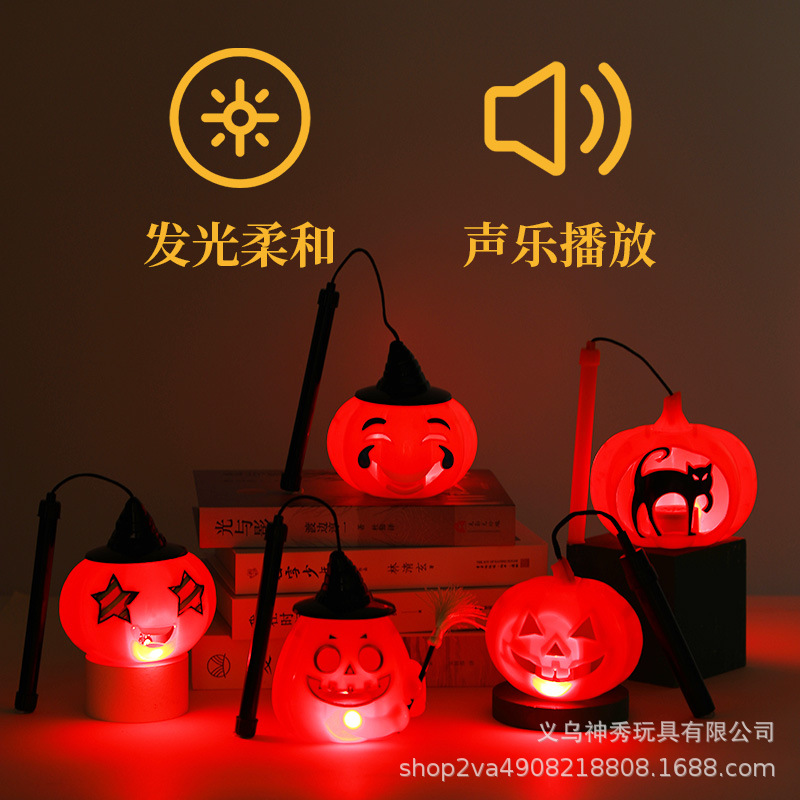 Luz de calabaza luminosa Halloween Jack linterna portátil plástico Festival suministros accesorios decorativos