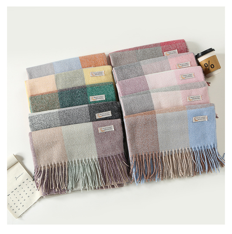 260g Weight Scarf Classification Holiday, Daily Occasion Imitation cashmere Material Color Block Pattern Autumn&Winter Season Women's Gender Simple Style, Classic Style Style Women's Simple Style Classic Style Color Block Imitation Cashmere Scarf