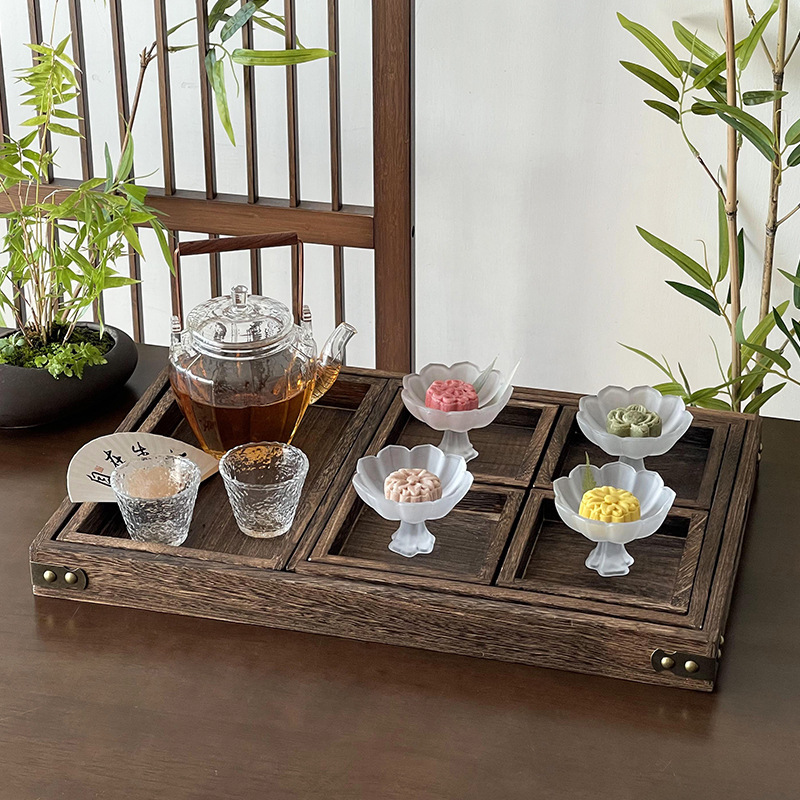 Plato de refresco chino de pies altos Lotus Plato de pasteles de vidrio esmerilado Plato de refresco de té de la tarde Plato de postre delicado Plato pequeño