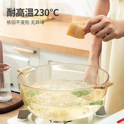 Silicone brush household oil brush high temperature resistant long handle barbecue brush with bottle kitchen pancake brush jam flexible and non-shedding
