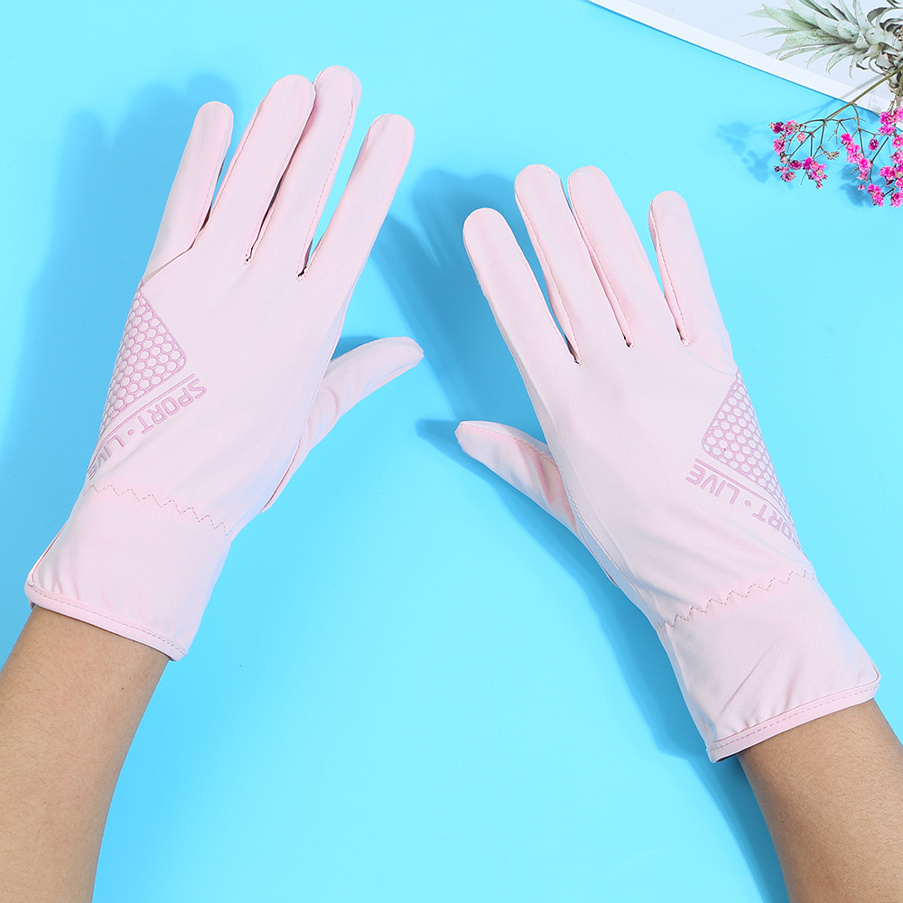 Guantes de protección solar para mujer verano al aire libre conducción deportiva protección solar fresco transpirable fino dedo completo guantes de pantalla táctil