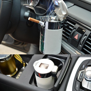 Car Ashtray with Creative and Personalized Cover, Hanging Air Outlet with Cover, Led Light for Car Use