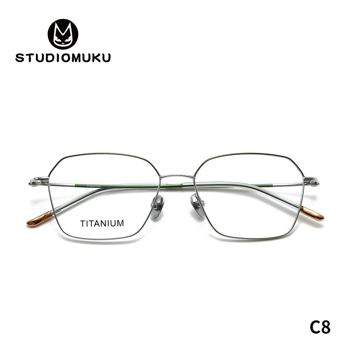 Gafas de madera STUDIOMUKU, buenas para la suerte, monturas de gafas poligonales, monturas de gafas simples ultraligeras