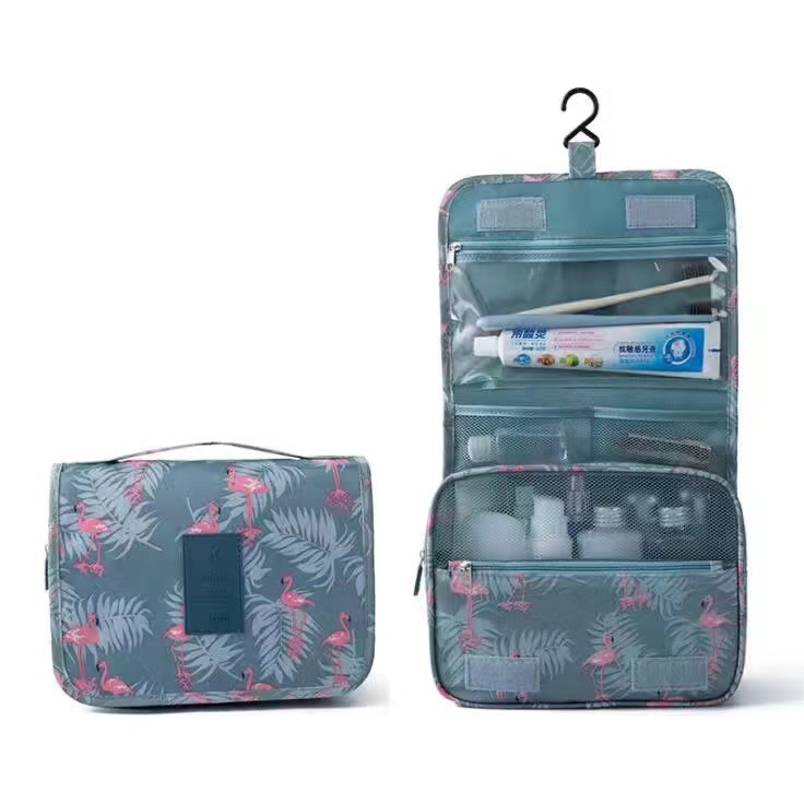 Nueva bolsa de cosméticos de viaje floral bolsa de lavado gancho colgando bolsa de almacenamiento de gran capacidad plegable bolsa de organización portátil