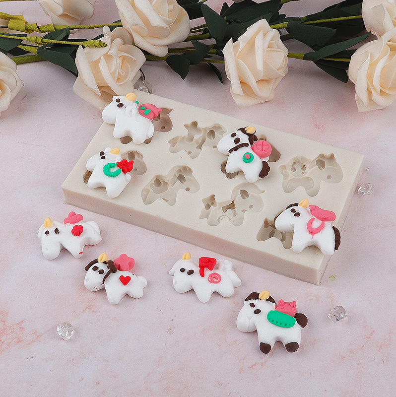 Unicornio troyano fondant molde de silicona jabón molde para hornear chocolate caramelo galleta molde de pastel