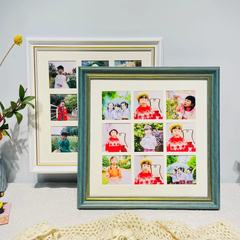 9宮格相框掛牆兒童婚紗照放大寶寶照結婚照創意影樓白色組合相框