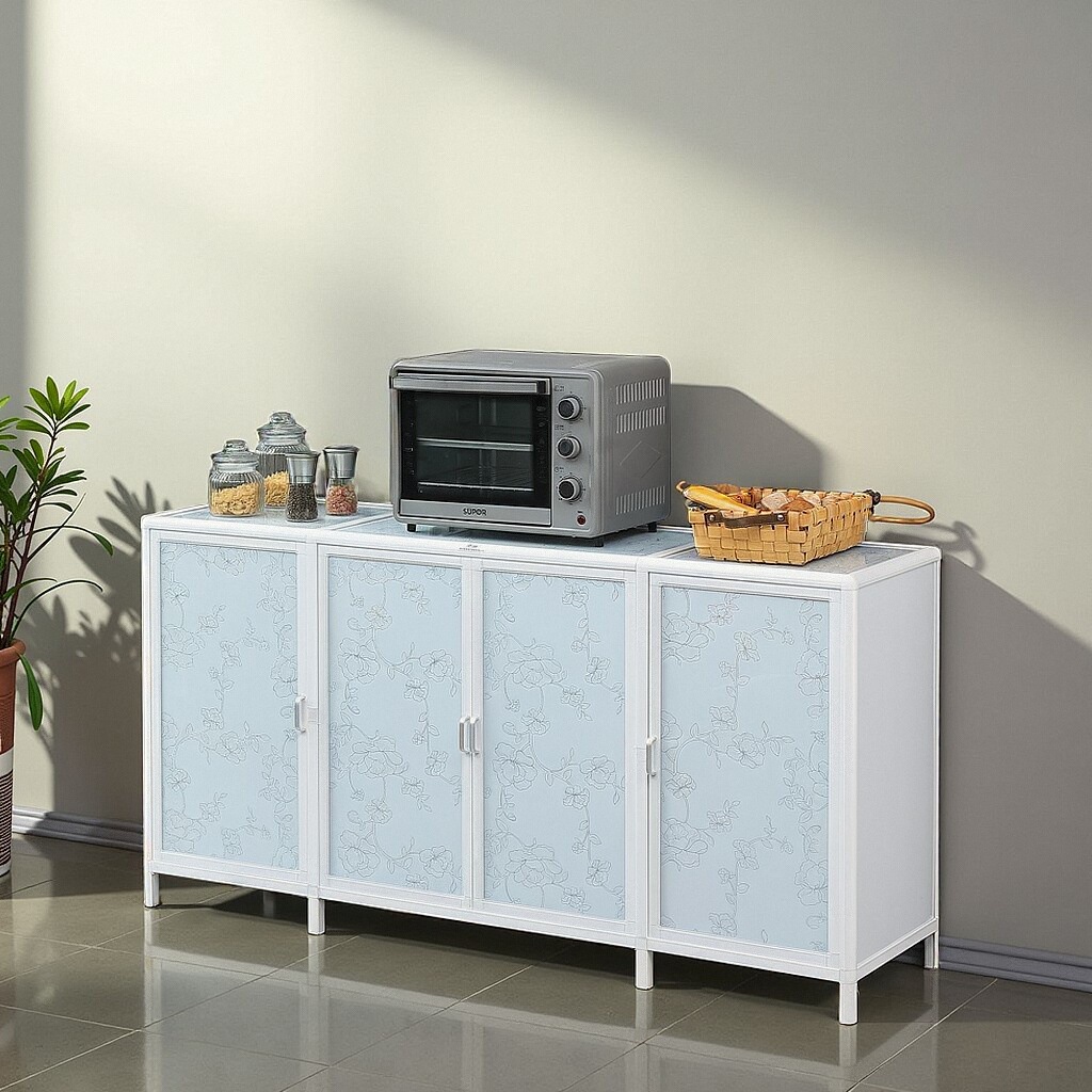 Gabinete de almacenamiento de armario de cocina doméstica rural alquiler simple armario de aleación de aluminio con puerta