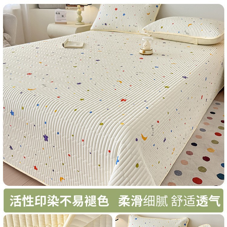 夏季水洗棉床盖单件a类母婴级四季通用榻榻米防滑夹棉床单三件套3|undefined
