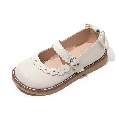 女童公主鞋玛丽珍童鞋2022新款平跟单鞋小女孩米色秋鞋亚马逊跨境|ms
