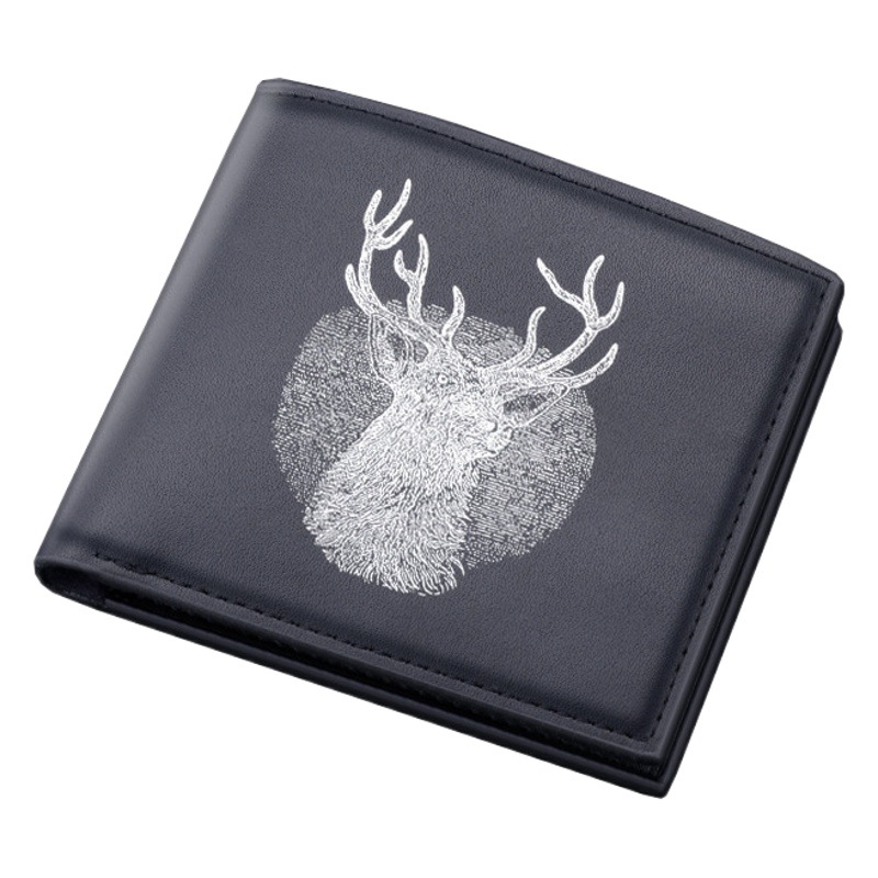 Yi Lu Ping Una cartera corta de los hombres de la licencia de conducir personalizada estudiante universitario simple ultra-delgada multi-tarjeta de la marca de moda billetera