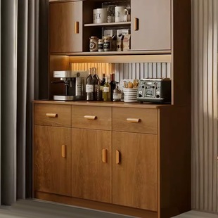 Sideboard Against the Wall Integrated Cabinet Modern Minimalist Living Room Storage Cabinet Imitation Solid Wood Light Luxury Wine Cabinet Storage T&