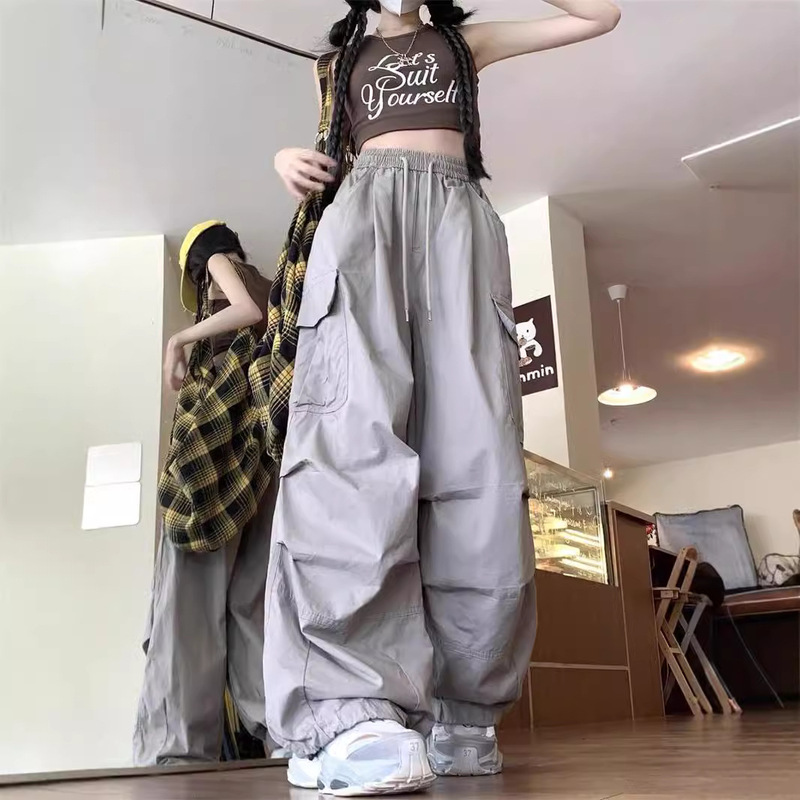 American Wide Leg Paratrooper Crock Pants for Men and Women Street Hip Hop Loose Fashionable Neutral Style High Street Casual Sports Trousers American Wide Leg Paratrooper Crock Pants for Men and Women Street Hip Hop Loose Fashionable Neutral Style High Street Casual Sports Trousers