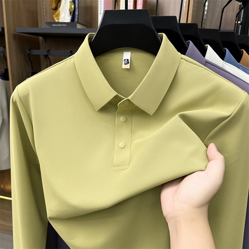 TikTok popular spring and autumn seamless collared long-sleeve polo shirt, nylon-spandex stretch men's long-sleeve T-shirt, polo shirt, T-shirt TikTok popular spring and autumn seamless collared long-sleeve polo shirt, nylon-spandex stretch men's long-sleeve T-shirt, polo shirt, T-shirt