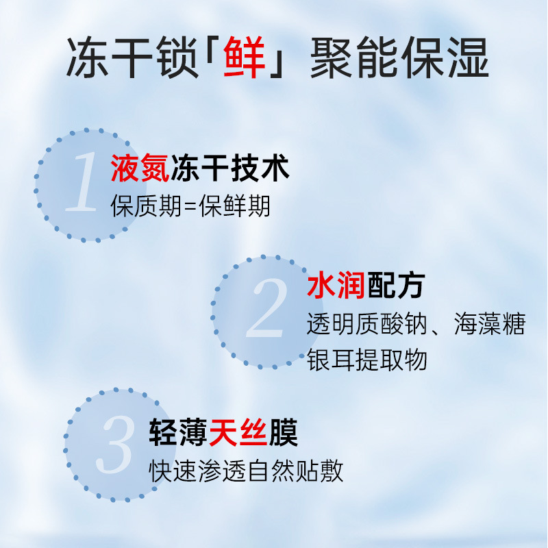 Freeze-Dried Facial Mask for Hydrating and Moisturizing Sensitive Skin, Can Be Used with Freeze-Dried Powder Hyaluronic Acid Patches, Wholesale Manufacturer, Brightening Skin