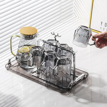 创意茶杯架轻奢玻璃沥水架家用客厅水杯架倒挂水杯杯子架收纳托盘