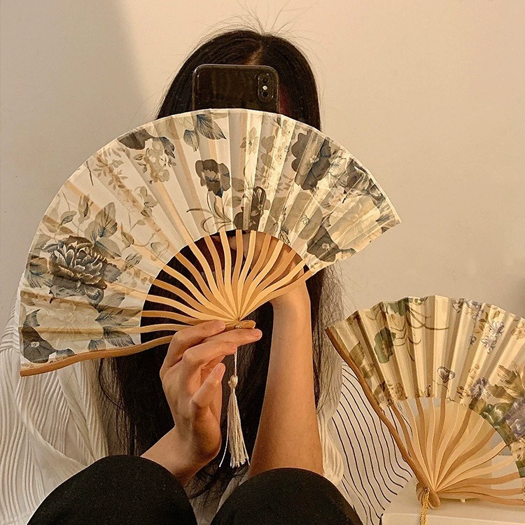 Портативная ручная Hanfu, чонсам, круглый веер, китайский стиль