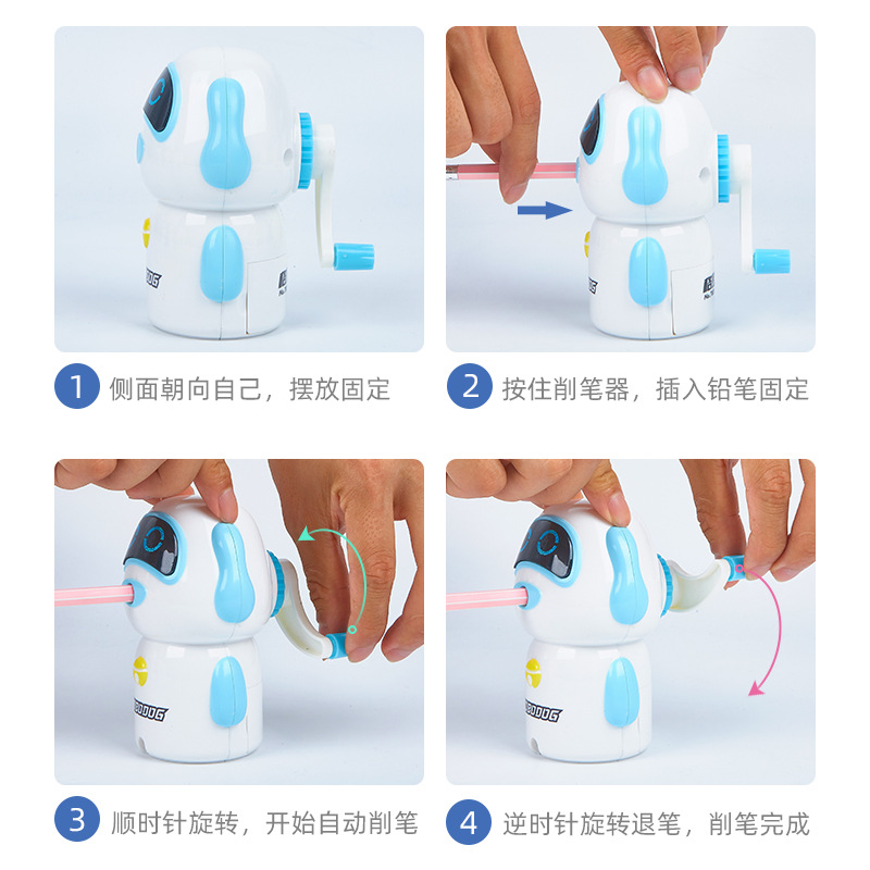 OEM personalizado 7801 robot perro sacapuntas creativo sacapuntas lindo sacapuntas automático sacapuntas sacapuntas