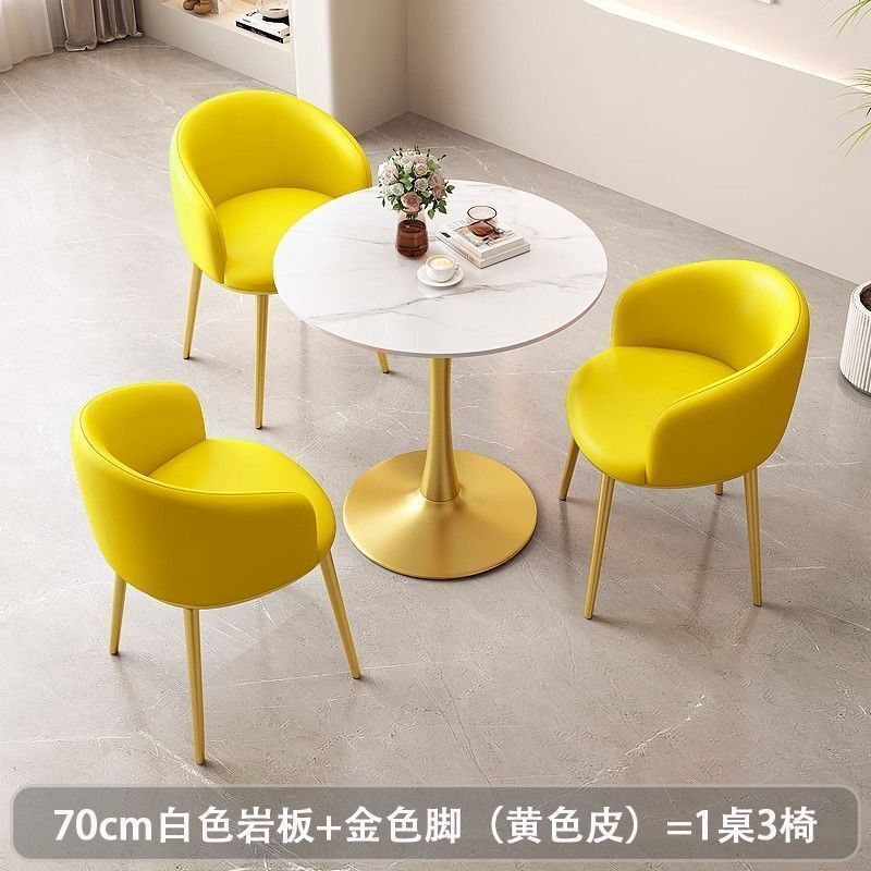 岩板小圆桌家用阳台简约轻奢酒店茶几椅子组合办公接待洽谈桌茶桌|undefined