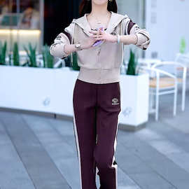 秋冬拉链开衫卫衣套装女2023年新款时尚减龄气质上衣运动服两件套